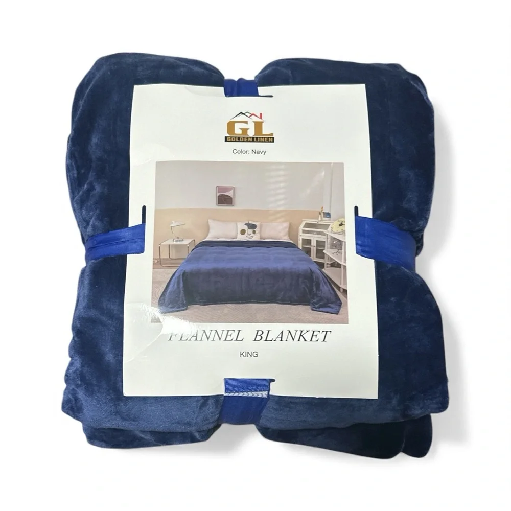 NWT‎ King Size Velour Blanket, Navy Blue